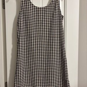 Chic Houndstooth Mini Dress with Red Bow back.